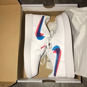 BNIB SE Nike Air Force 1s LV8 KSA Holographic 3D White Red and Blue Sneakers